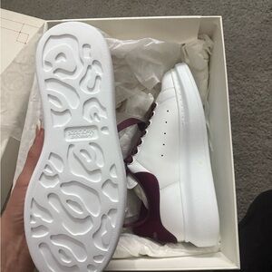 Alexander McQueen White and Burgundy Sneakers